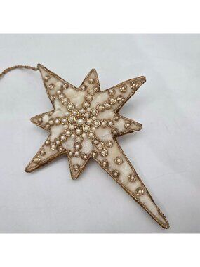 Mark Roberts Ornament Beaded Stars Cross Pearl Metal Tinsel Felt Fabric 8.5"